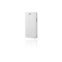 GRAMAS Croco Patterned Genuine Leather Book Case GLC-72319 for iPhone XS/X White